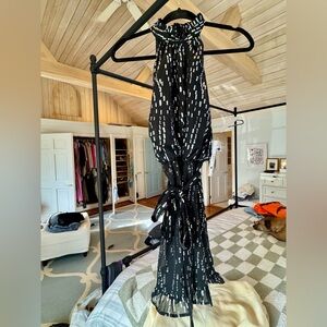 Aqua Black and Silver Patterned Dress NWT size S